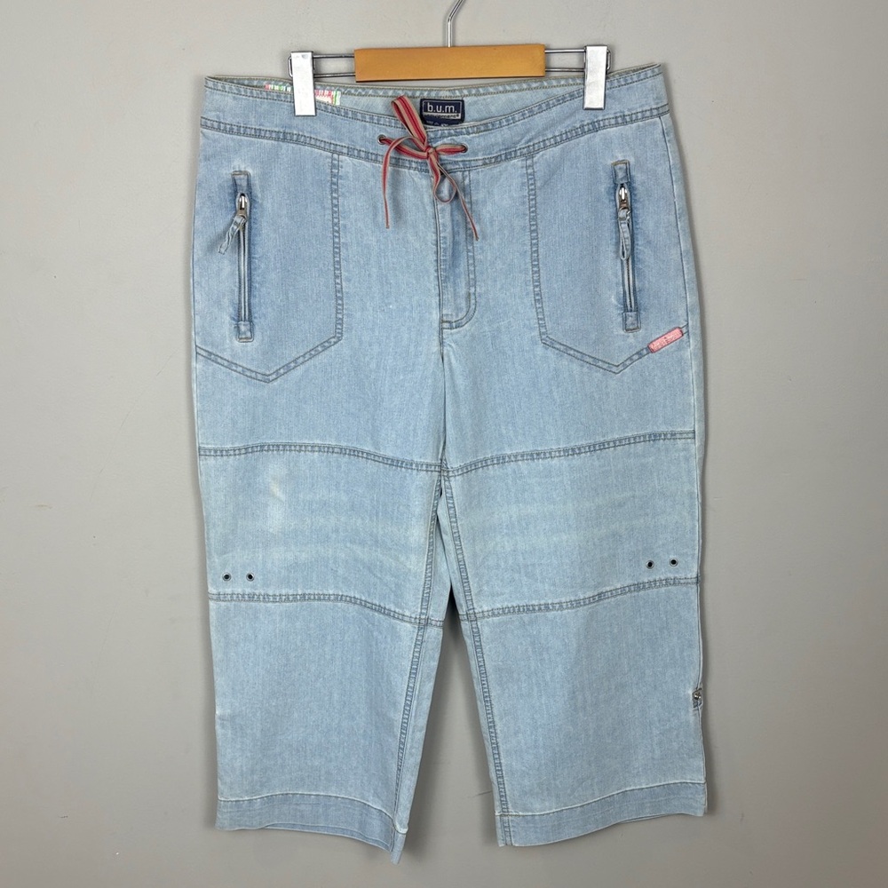 b.u.m equipment Wide Leg Sailor 70's Jean Capri's Light Blue Wash Missy 14